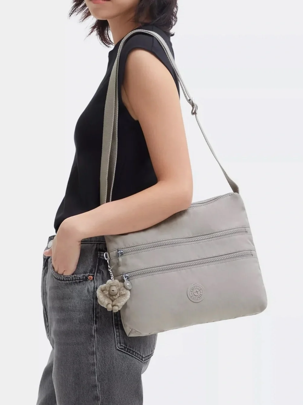 Kipling Alvar Heather Gray Crossbody